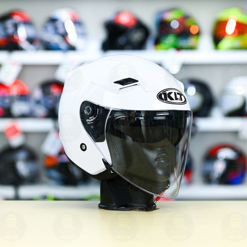 Nón 3/4 2 kính KLT VENOM Trắng Bóng FREESHIP