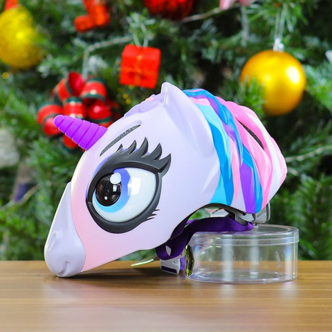 Nón Bảo Hiểm Cho Bé KIDS Unicorn 3D Siêu Cute Màu Tím Hồng