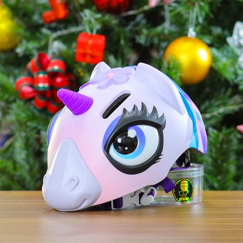 Nón Bảo Hiểm Cho Bé KIDS Unicorn 3D Siêu Cute Màu Tím Hồng