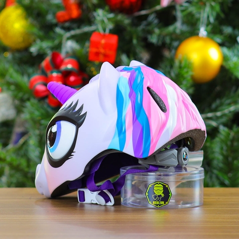 Nón Bảo Hiểm Cho Bé KIDS Unicorn 3D Siêu Cute Màu Tím Hồng
