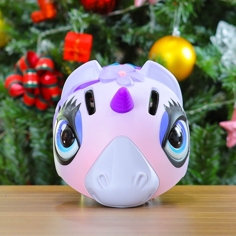 Nón Bảo Hiểm Cho Bé KIDS Unicorn 3D Siêu Cute Màu Tím Hồng