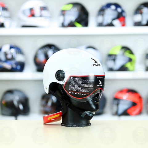 Nón 1/2 Falcon F09 Trắng Bóng FREESHIP