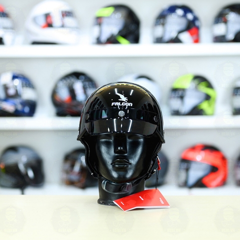 Nón 1/2 Falcon F10 Đen Bóng FREESHIP