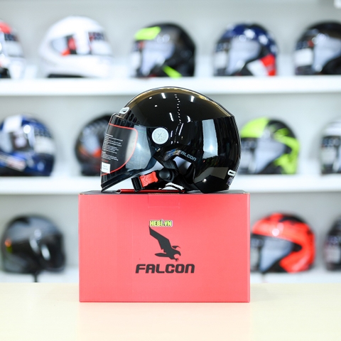 Nón 1/2 Falcon F18 KID Đen Bóng size S FREESHIP