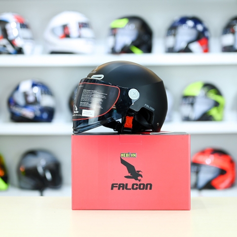 Nón 1/2 Falcon F18 KID Đen Nhám size S FREESHIP