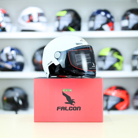 Nón 1/2 Falcon F18 KID Trắng Bóng size S FREESHIP