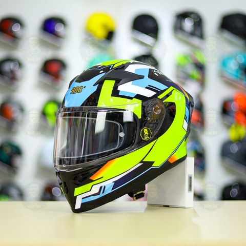 Mũ Fullface ROC 01 978 Tem V2 Vàng Xanh Lido Bóng FREESHIP