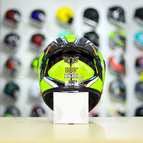 Mũ Fullface ROC 01 978 Tem V2 Vàng Xanh Lido Bóng FREESHIP
