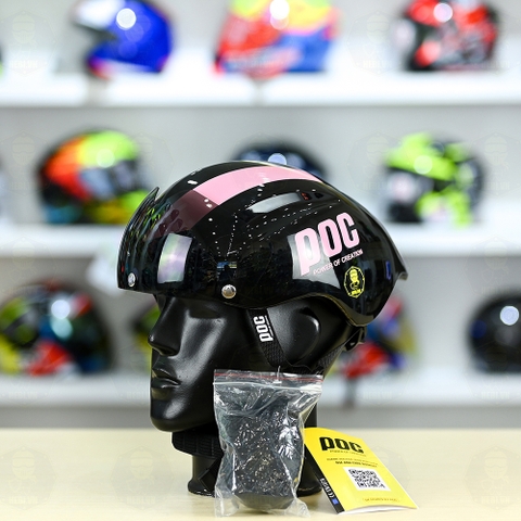 Nón POC P01 FREESHIP - Đen Bóng Sọc Hồng