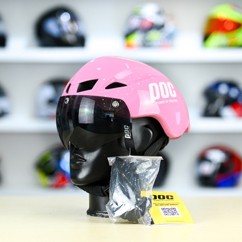 Nón POC P01 FREESHIP - Hồng POC Trắng Bóng