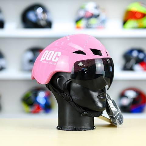 Nón POC P01 FREESHIP - Hồng POC Trắng Bóng