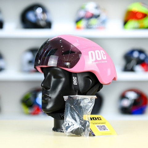 Nón POC P01 FREESHIP - Hồng POC Trắng Bóng