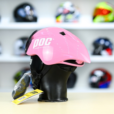 Nón POC P01 FREESHIP - Hồng POC Trắng Bóng