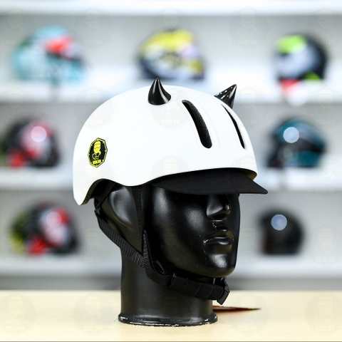 Nón Thể Thao POC Falcon F05 Trắng Nhám Gắn Sừng  FREESHIP