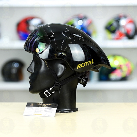 Nón Thể Thao Royal MD16 Freesize FREESHIP - Đen Bóng