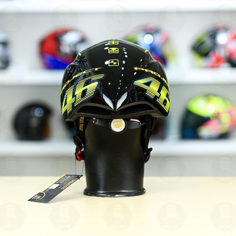 Nón Thể Thao Royal MD16 Freesize FREESHIP  Đen Bóng - Dán Tem Decal AGV Project 46 Vàng