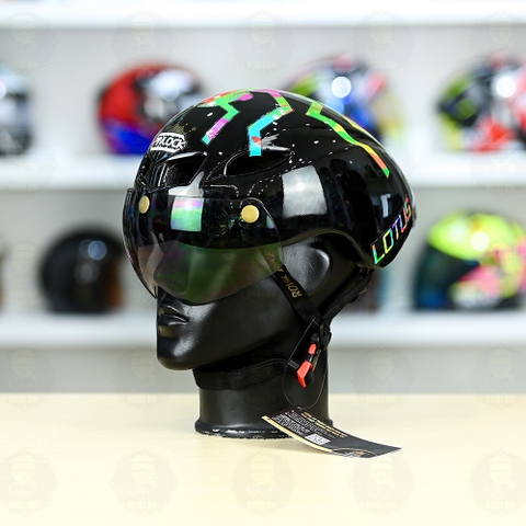 Nón Thể Thao Royal MD16 Freesize Đen Bóng - Dán Tem Decal Shoei M93 Water Color FREESHIP