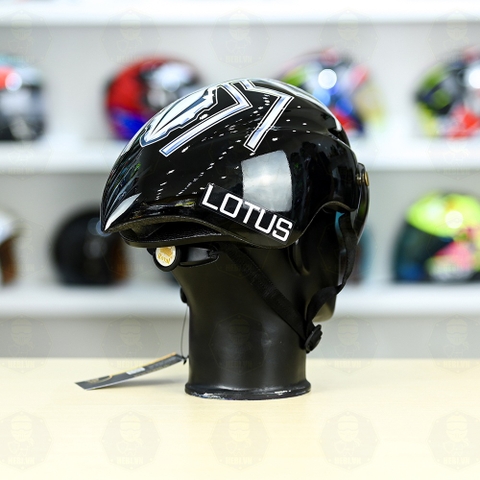 Nón Thể Thao Royal MD16 Freesize Đen Bóng - Dán Tem Decal Shoei M93 V2 Trắng Bạc FREESHIP