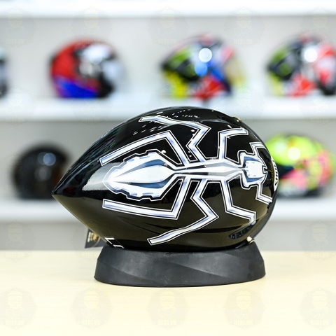 Nón Thể Thao Royal MD16 Freesize Đen Bóng - Dán Tem Decal Shoei M93 V2 Trắng Bạc FREESHIP