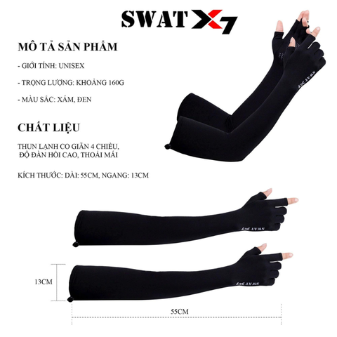 Bao Ống Tay SWAT X7 chống nắng, xỏ ngón che bàn tay