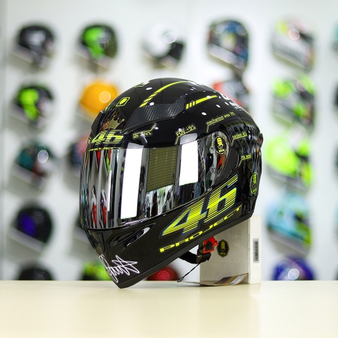 Mũ Royal M138b Đen Bóng + Tặng Dán Tem Decal AGV PROJECT 46 Vàng FREESHIP