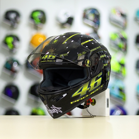 Mũ Royal M138b Đen Bóng + Tặng Dán Tem Decal AGV PROJECT 46 Vàng FREESHIP