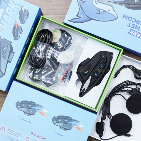 Tai Nghe Bluetooth Intercom Shark V2 BT 5.1 Kết Nối 8 Thiết Bị FREESHIP