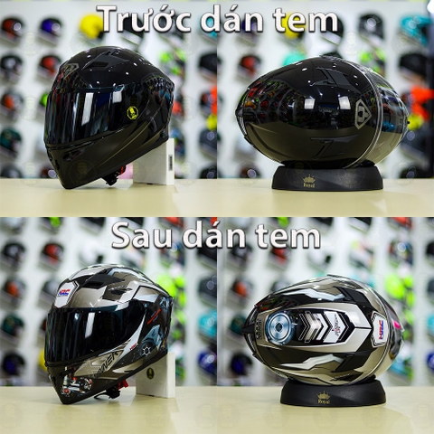 Tem Decal Honda Winner Xám Đen Cho Yohe 978 plus & Roc 01 - Không Nón - FREESHIP