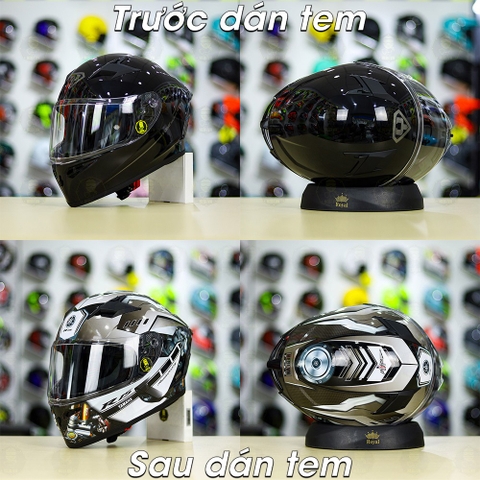 Tem Decal Yamaha R15 Xám Đen Cho Nón Fullface - Không Nón - FREESHIP