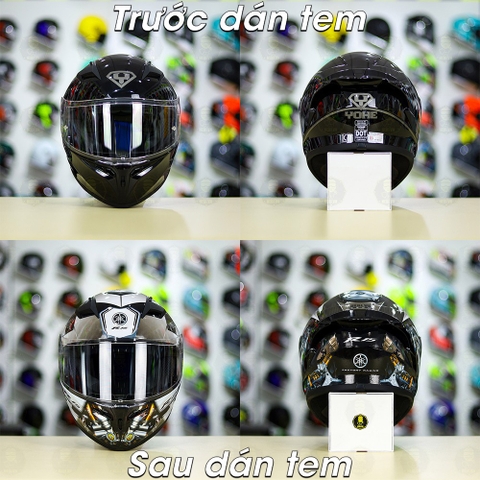 Tem Decal Yamaha R15 Xám Đen Cho Nón Fullface - Không Nón - FREESHIP