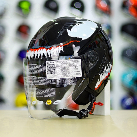 Mũ 3/4 Zeus 205 + Dán Tem Venom V2 Freeship