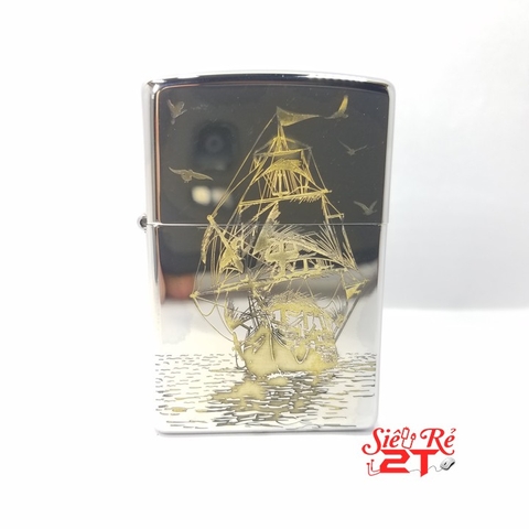 Zippo Mỹ 2019 Chrome bóng khắc sâu ánh thao chủ đề thuận buồm xuôi gió - New fullbox