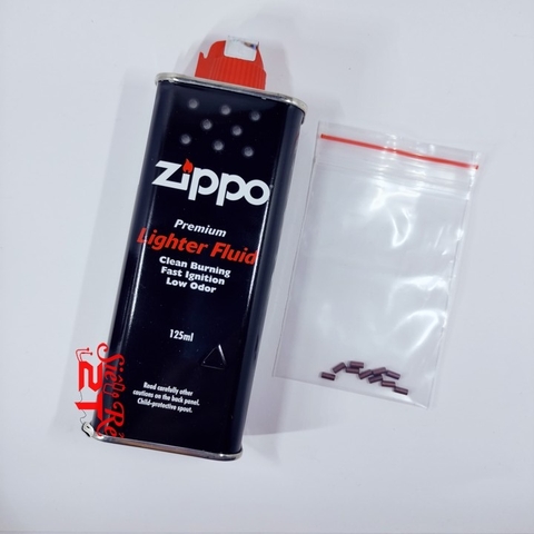 Combo Xăng Zippo chính hãng kèm 10 viên đá tím cao cấp