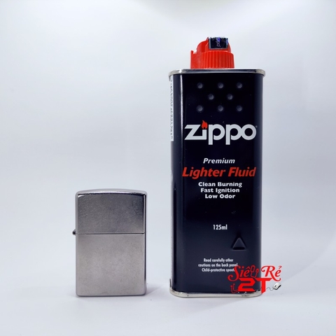 Combo Zippo 207 Street Chrome Kèm 1 Chai Xăng Zippo - Hàng Chính Hãng