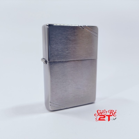 Zippo Vintage Brush Fin Chrome 230 - Zippo Chính Hãng Vintage Chrome xước chặt góc 2 mặt (Newbox)