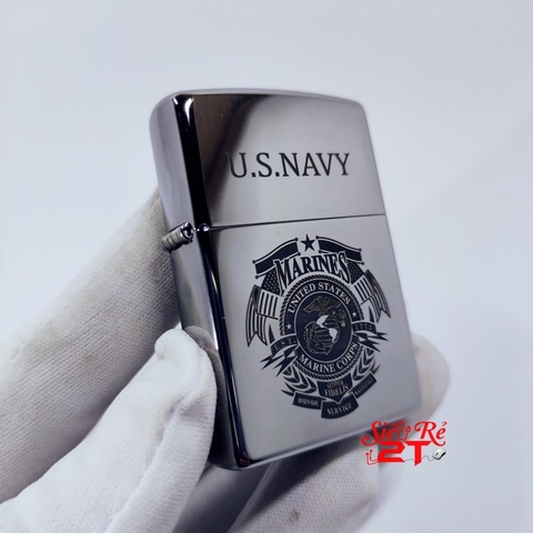 Zippo 250 High Polish Chrome Khắc Marine Corps