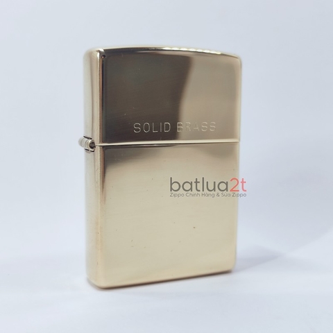 Zippo High Polish Solid Brass 254 - Zippo Vàng Bóng Chữ Solid Brass