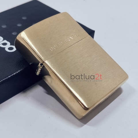 Vỏ Zippo Brushed Solid Brass 204 Chính Hãng - Vỏ Zippo Vàng Chữ Solid Brass