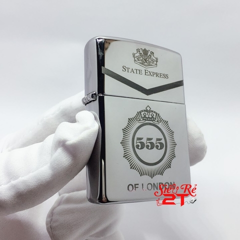 Zippo 250 High Polished Chrome Khắc Logo 555 - Zippo 250 Chính Hãng