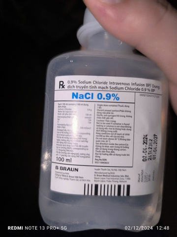 Dịch truyền Natri Clorid 0.9% BBraun 100ml