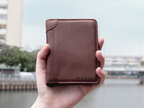 Ví da đứng Laffy Handcrafted Wallet Nâu