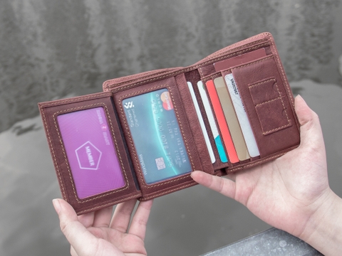 Ví da đứng Laffy Handcrafted Wallet Nâu