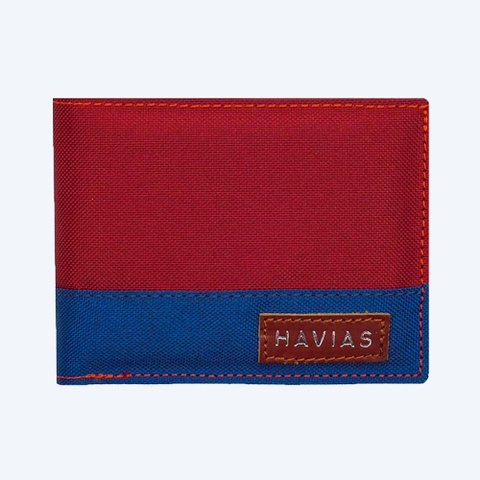 Bóp ví da thật nam nữ HAVIAS Ví vải Modern Fabric Wallet Đỏ Xanh dương