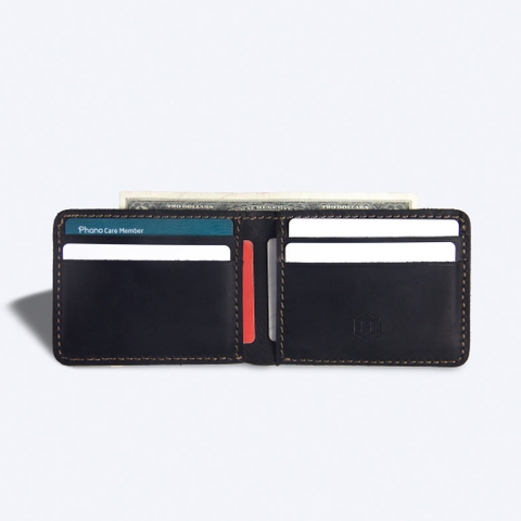 Ví da bò Vinclass2 Mini Wallet Đen