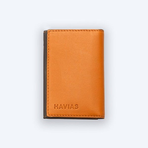 Bóp ví da thật nam nữ HAVIAS Ví da Eclipse Handcrafted Mini Wallet Vàng bò