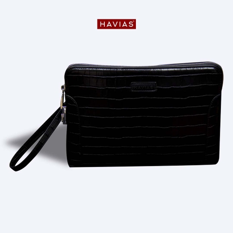 Clutch khóa mã số da bò vân cá sấu LOUIS HAVIAS™