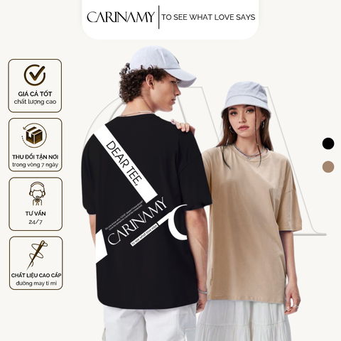 Áo thun couple  CARINAMY form rộng DEAR TEE