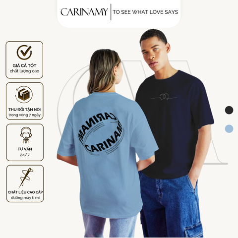 Áo thun couple CARINAMY form rộng A LETTER TEE