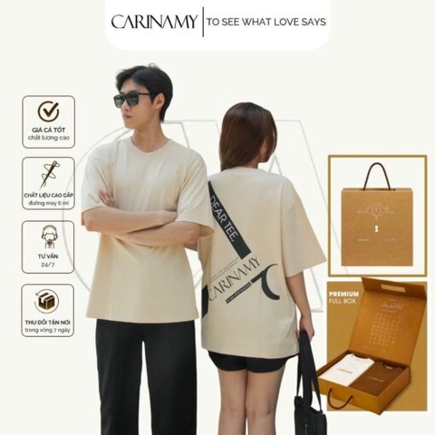 Áo thun couple  CARINAMY form rộng DEAR TEE