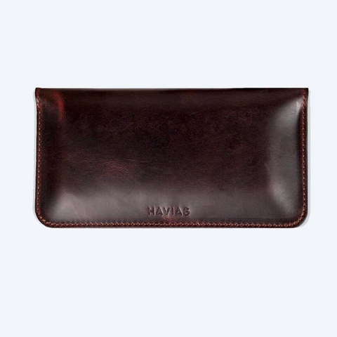 Bóp ví da thật nam nữ HAVIAS Ví dài Lemo Handcrafted Wallet Nâu